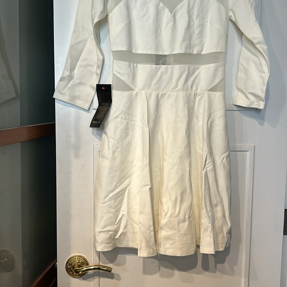 White Lycra Dress with Sheer Accents-NWT-Medium - Picture 2 of 9